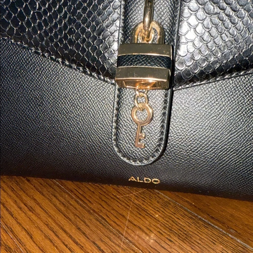 ALDO Black Top Handle Crossbody Bag Gold Hardware